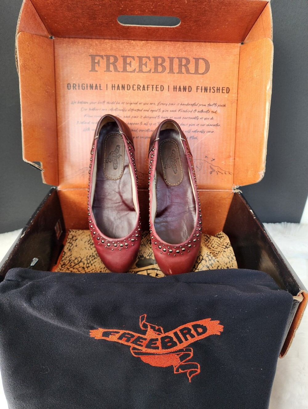 Freebird by Steven Red Studded Leather Ballet Flats SIZE 7